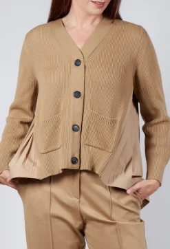 Mei Meij Cardigans^Back Pleated Cardigan in Camel