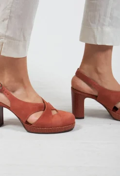 Chie Mihara Heels^Backless Heel with Buckle Strap in Dark Rose