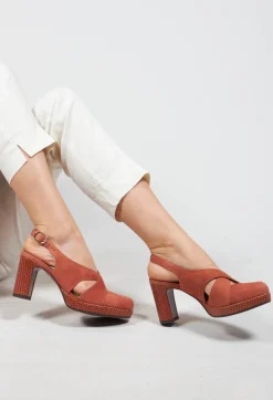 Chie Mihara Heels^Backless Heel with Buckle Strap in Dark Rose
