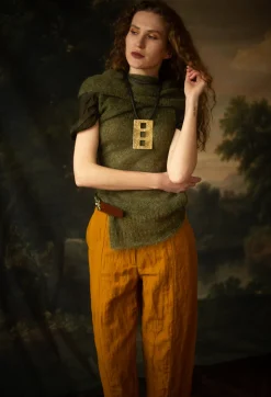 Masnada Trousers^Baggy Cur Trousers in Tumeric