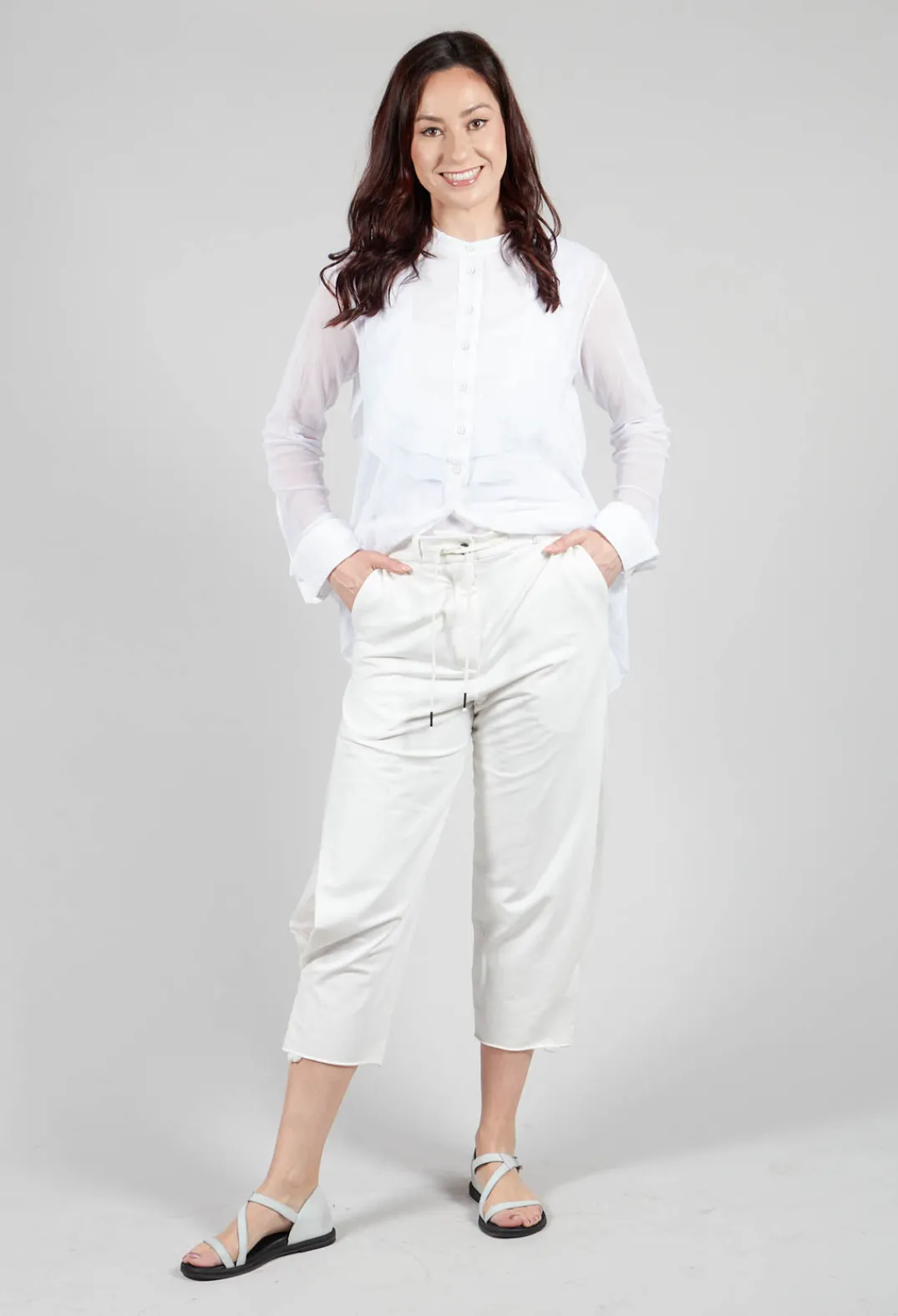 Masnada Trousers^Balloon Leg Culottes in White