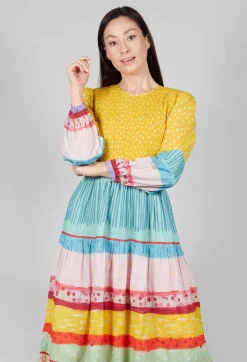Conditions Apply Dresses^Balloon Sleeved Dress in Yellow Multicolour