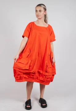 Rundholz Dip Dresses^Balloon-Shaped Midi Dress with Folded Fabric Detailing in Mandarine
