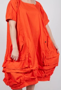 Rundholz Dip Dresses^Balloon-Shaped Midi Dress with Folded Fabric Detailing in Mandarine