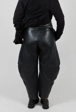 Bread and Butter Trousers^Barrel Leg Leather Trousers in Black