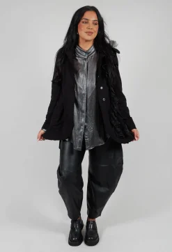 Bread and Butter Trousers^Barrel Leg Leather Trousers in Black