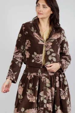 Les Ours Jackets^Begonia Jacket in Velour Fleur Chocolat