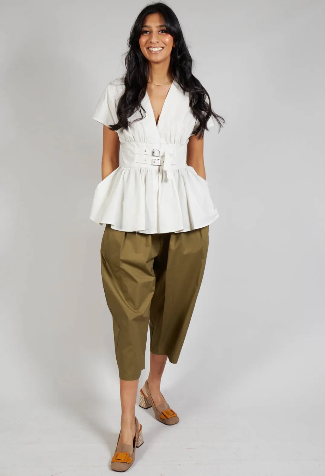 Mei Meij Shirts & Blouses^Belt Front Blouse in Cream