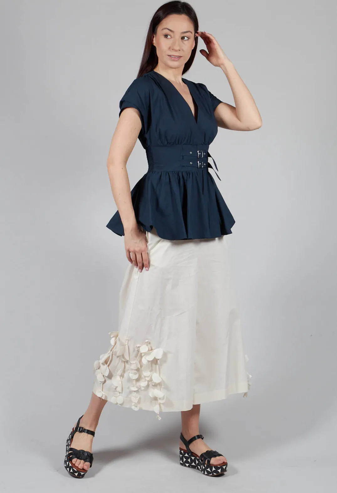 Mei Meij Shirts & Blouses^Belt Front Blouse in Navy