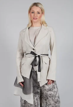 Sanctamuerte Jackets^Belted Linen Jacket in Ecru