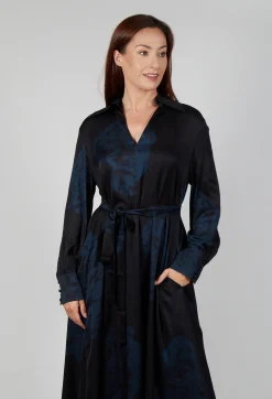 Mei Meij Dresses^Belted Shirt Dress in Nero and Cobalto
