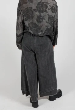 Sanctamuerte Trousers^Belted Trousers in Velluto Cannete and Raso di Viscosa Grey Storm