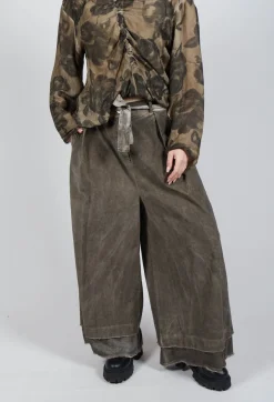 Sanctamuerte Trousers^Belted Trousers in Velluto Cannete and Raso di Viscosa Green Tuscany