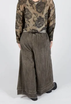 Sanctamuerte Trousers^Belted Trousers in Velluto Cannete and Raso di Viscosa Green Tuscany