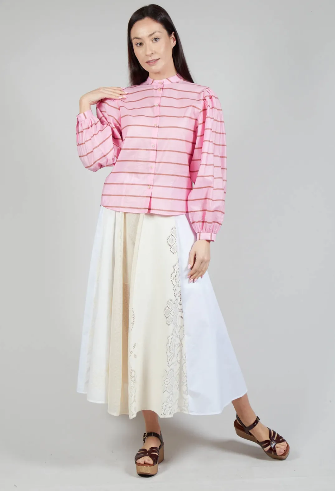 Sfizio Tops^Bishop Sleeve Blouse in Desert Pink
