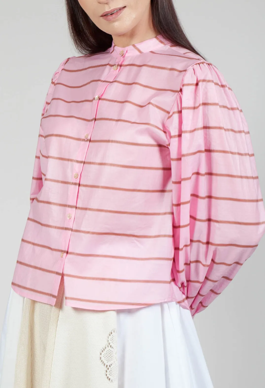 Sfizio Tops^Bishop Sleeve Blouse in Desert Pink
