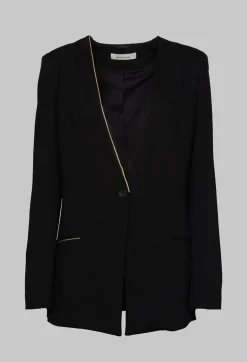 Nostra Santissima Jackets^Black Blazer with Single Button Fastening