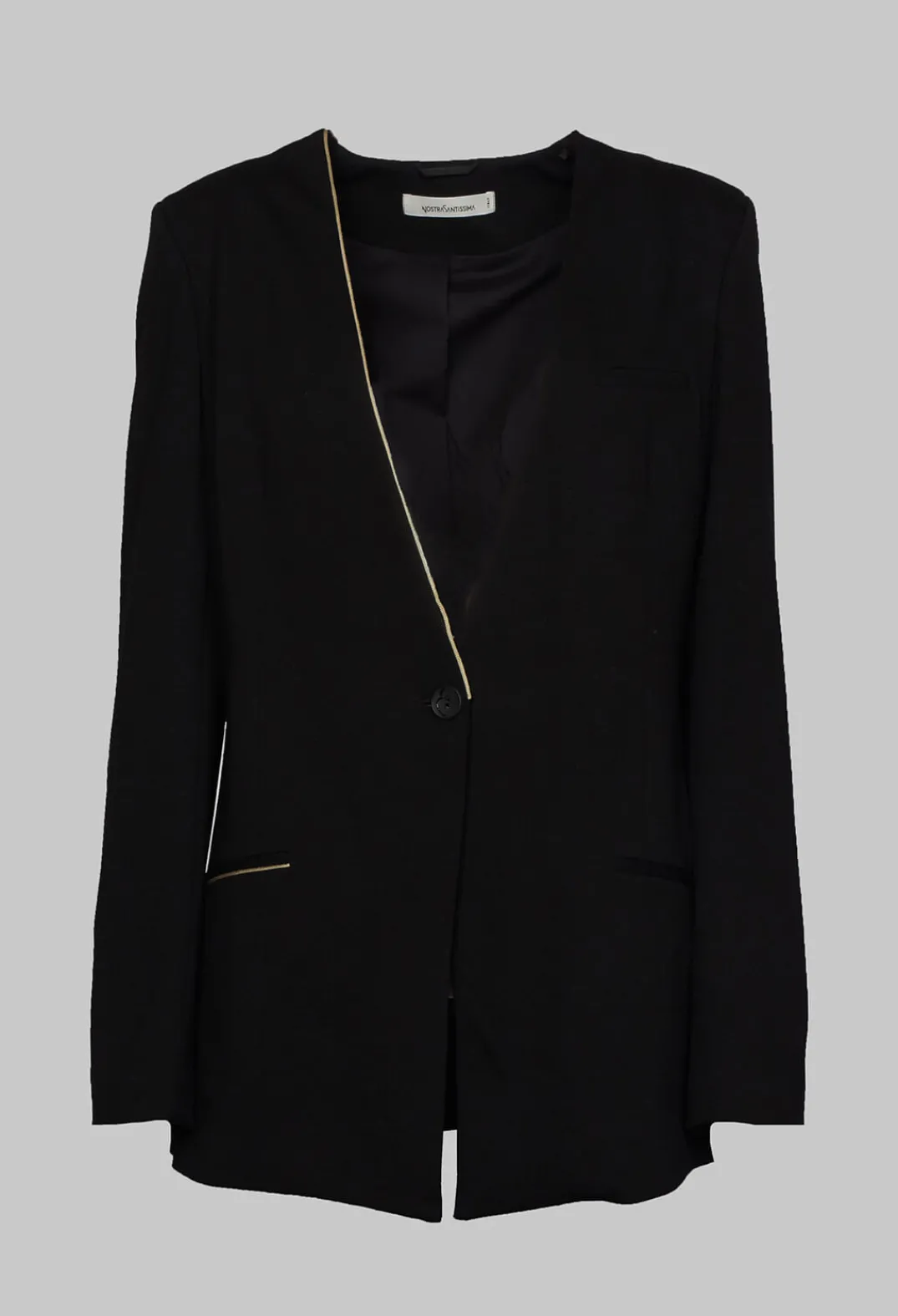 Nostra Santissima Jackets^Black Blazer with Single Button Fastening