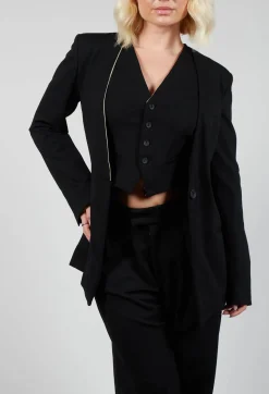 Nostra Santissima Jackets^Black Blazer with Single Button Fastening