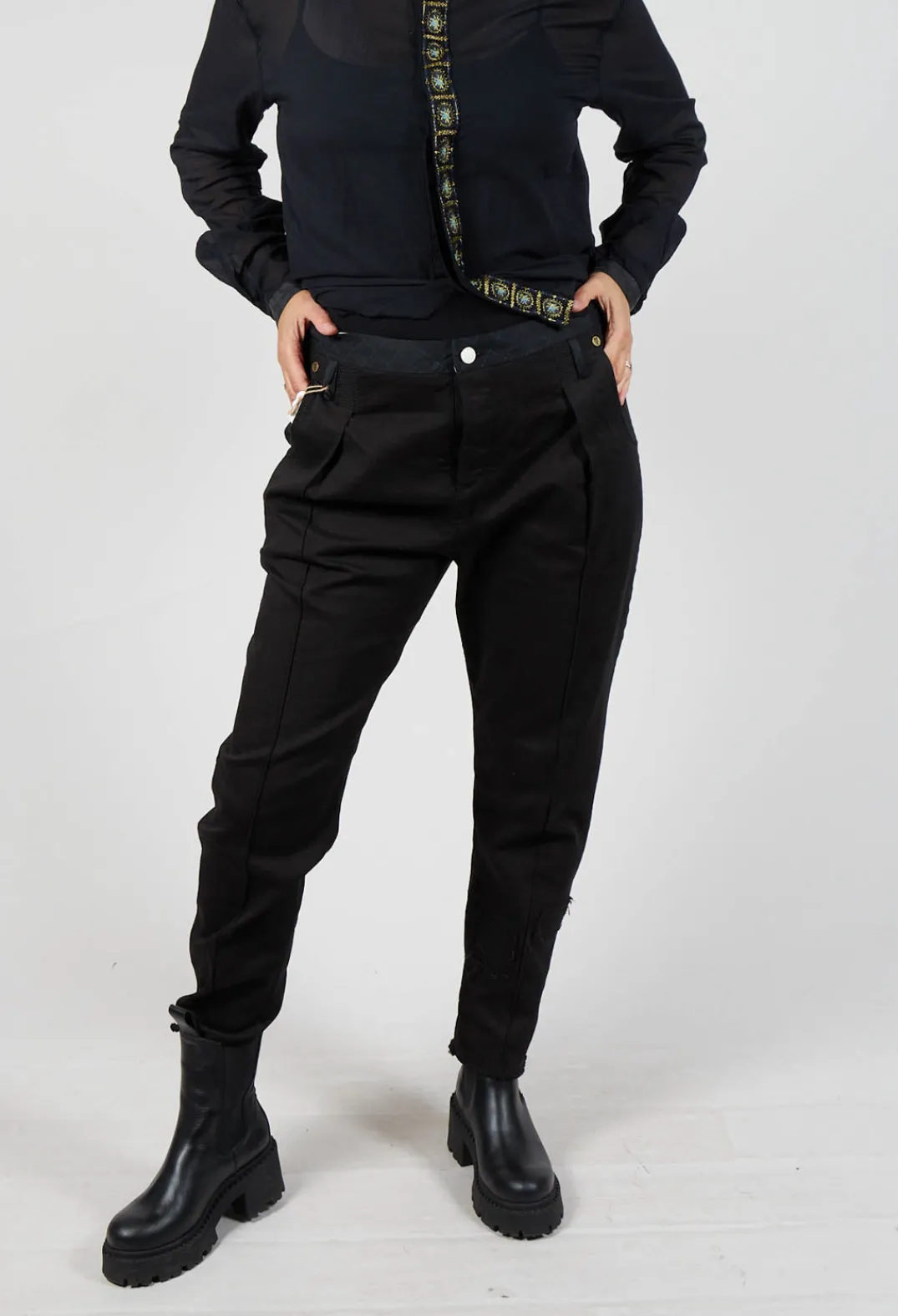 Umit Unal Jeans^Black Jeans with Front Seams