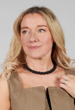 Narratives Necklaces^Black Springwire Woven Ball Necklace