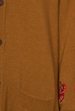Beatrice B Cardigans^Blended Cashmere Cardigan with Embroidery Detail in Brown