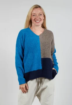 Operificio Neirami Jumpers^Block Colour Jumper in Crusca Sky and Blu
