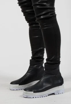 Bread and Butter Boots^Block Colour Sole in Black and Off White