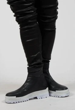 Bread and Butter Boots^Block Colour Sole in Black and Off White