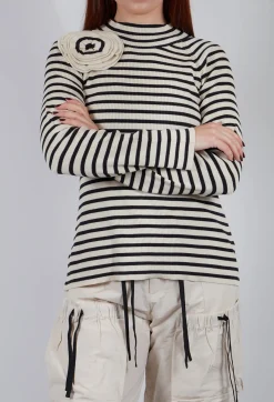 Bitte Kai Rand Shirts & Blouses^Bloom Rib Knit Blouse in Beige Stripe