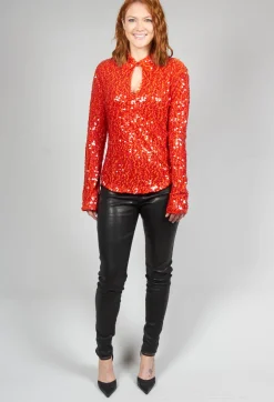 Beatrice B Shirts & Blouses^Blouse with Sequin Detail in Red