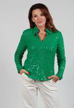 Beatrice B Shirts & Blouses^Blouse with Sequin Detail in Green