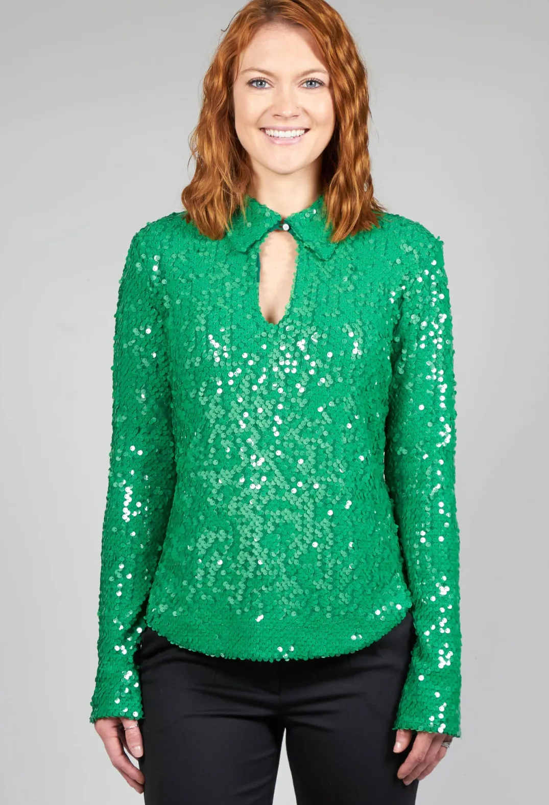 Beatrice B Shirts & Blouses^Blouse with Sequin Detail in Green