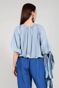 Sfizio Tops^Bohemian Blouse in Blue Blizard