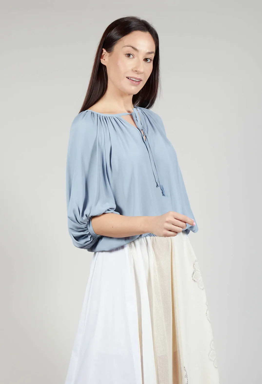 Sfizio Tops^Bohemian Blouse in Blue Blizard
