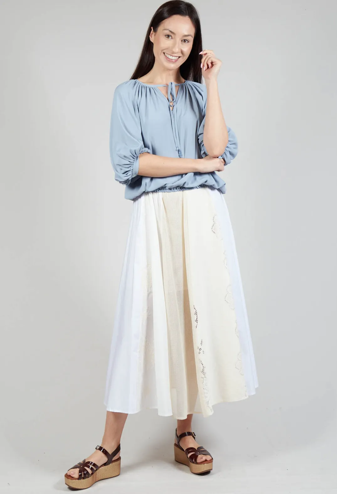 Sfizio Tops^Bohemian Blouse in Blue Blizard