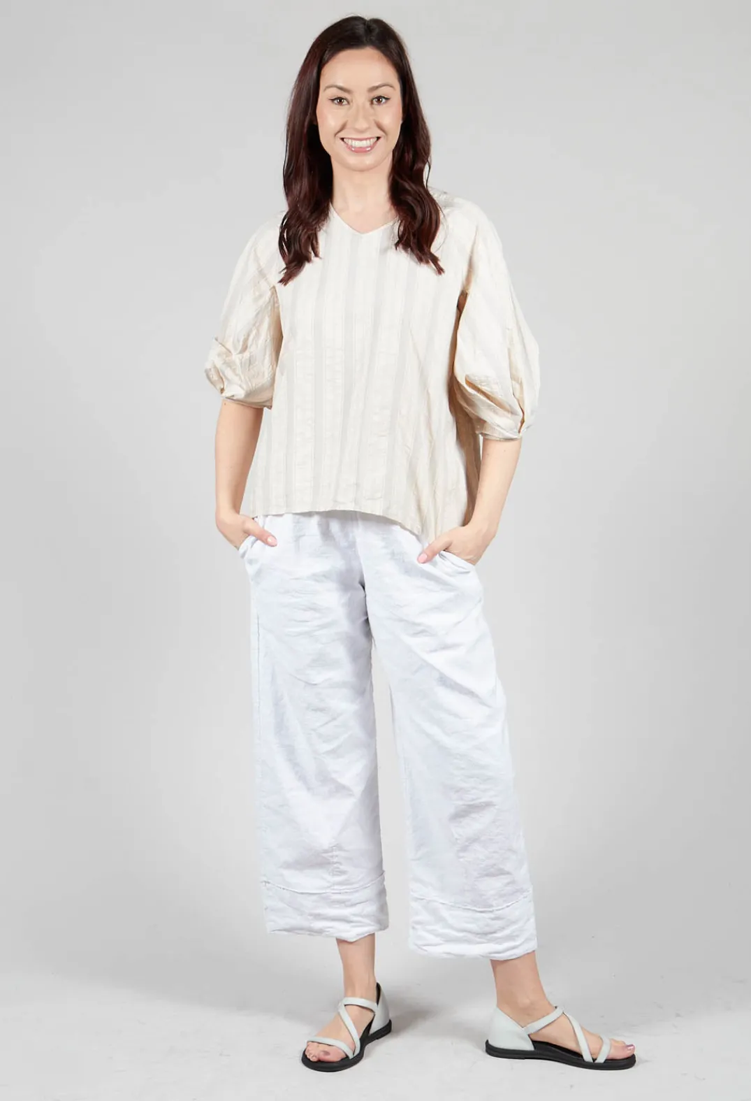 Aequamente Shirts & Blouses^Bohemian Blouse in Grey Stripe