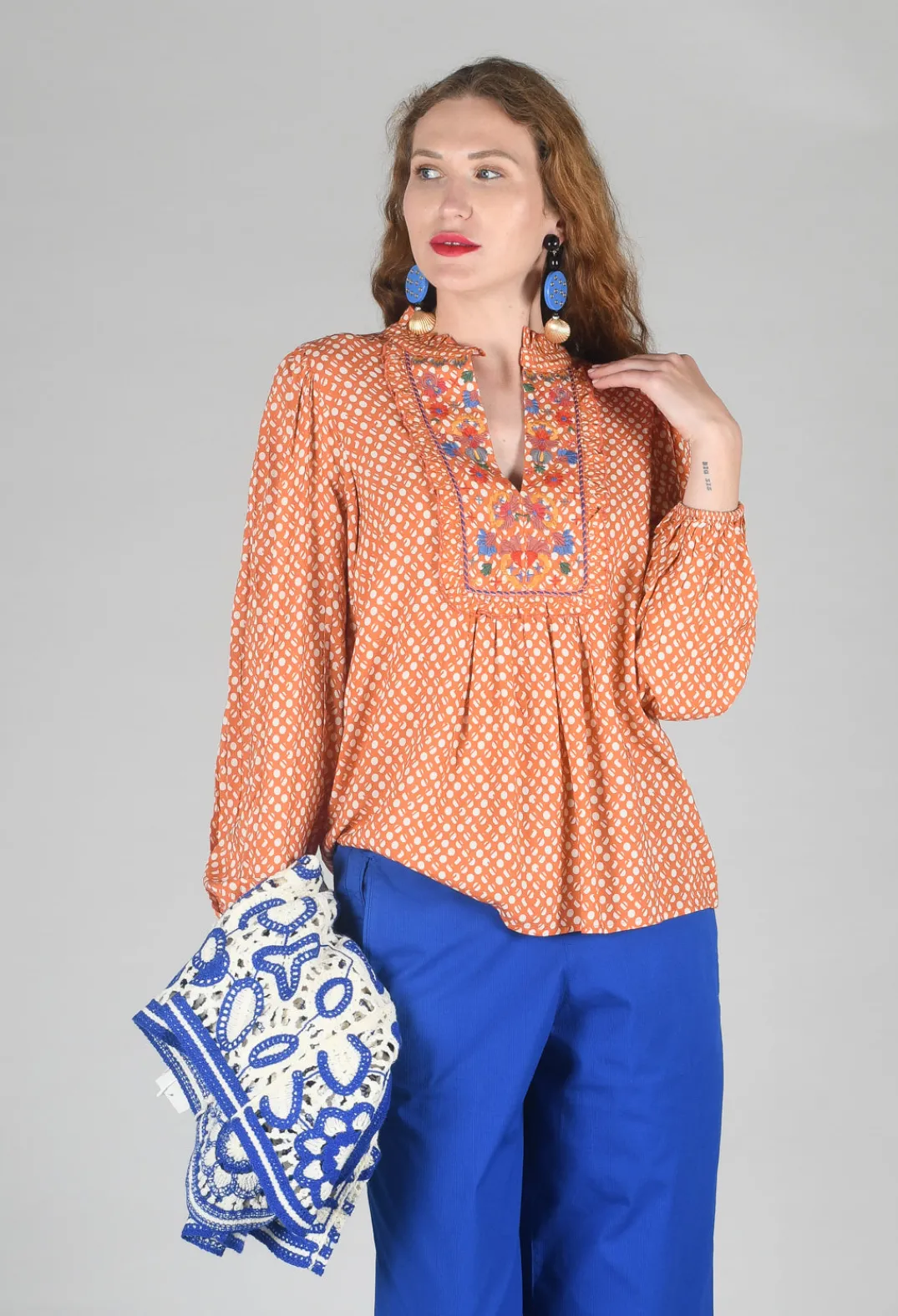 Conditions Apply Tops^Bohemian Style Blouse in Orange