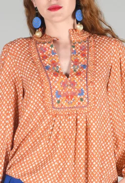 Conditions Apply Tops^Bohemian Style Blouse in Orange