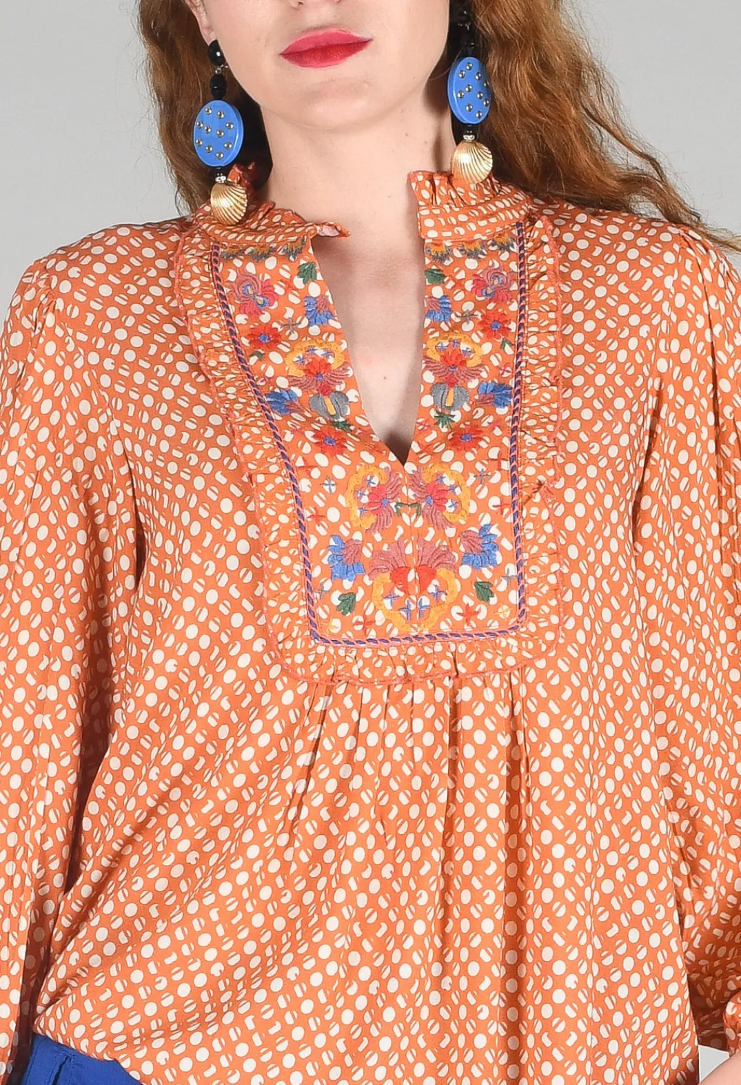 Conditions Apply Tops^Bohemian Style Blouse in Orange