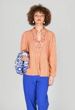 Conditions Apply Tops^Bohemian Style Blouse in Orange