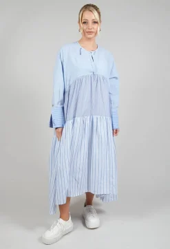 Bread and Butter Dresses^Boxy Smock Dress in Blue Stripe