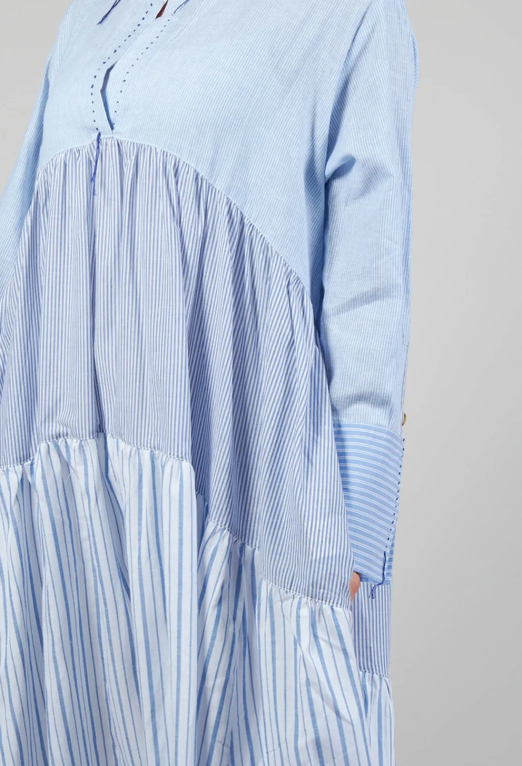 Bread and Butter Dresses^Boxy Smock Dress in Blue Stripe