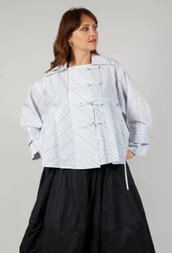 Bize Jackets^Boxy Stripe Jacket in White