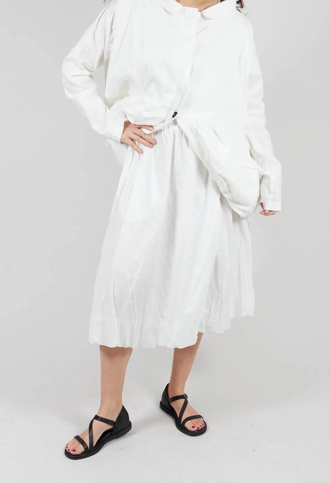 Rundholz Black Label Skirts^Bubble Hem Skirt with Pleat Detail in Off White