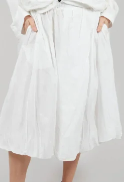 Rundholz Black Label Skirts^Bubble Hem Skirt with Pleat Detail in Off White