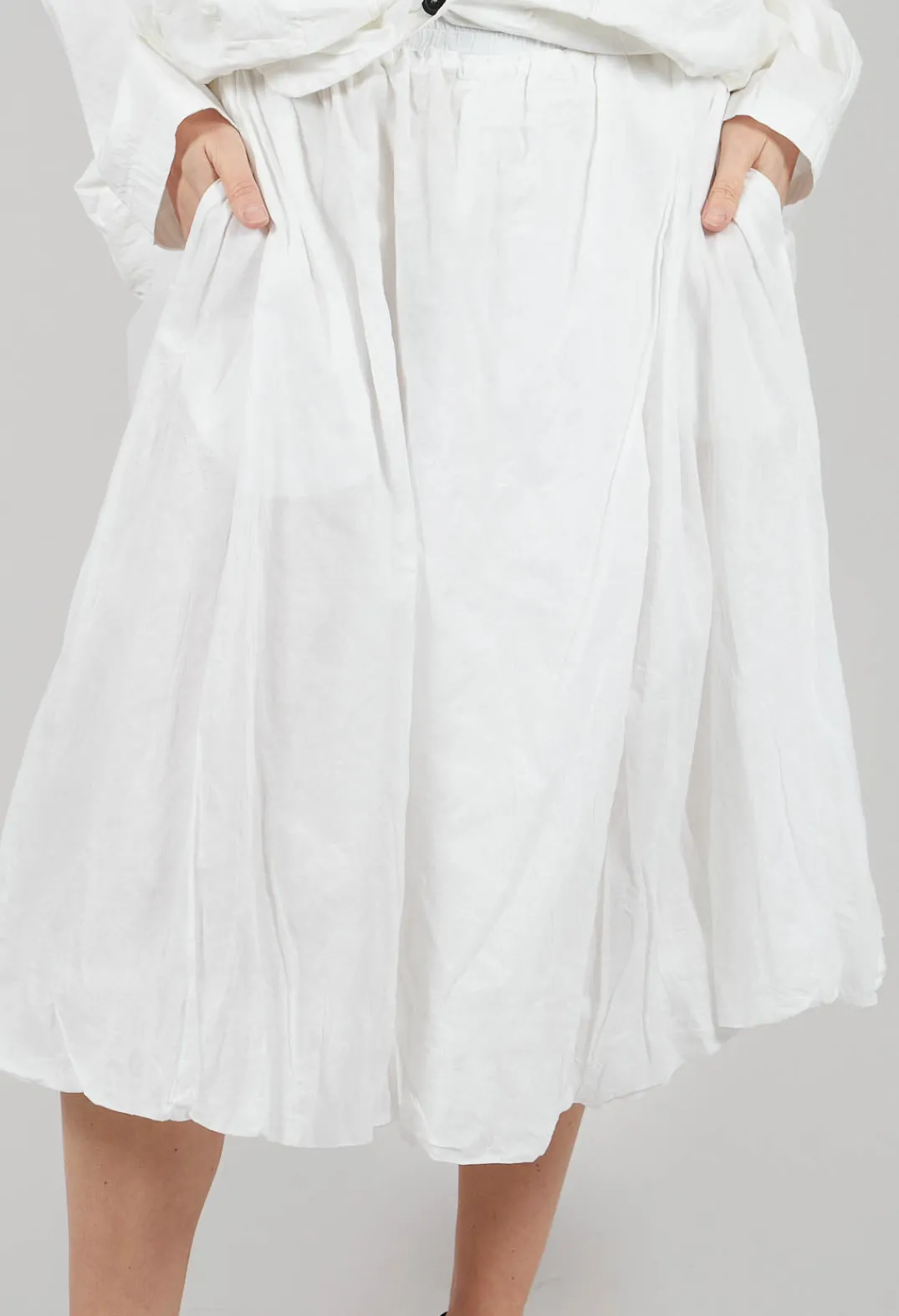 Rundholz Black Label Skirts^Bubble Hem Skirt with Pleat Detail in Off White