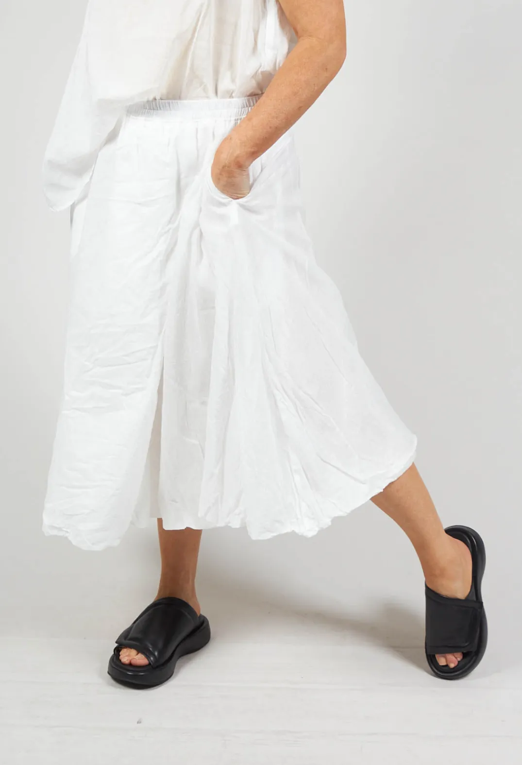 Rundholz Black Label Skirts^Bubble Hem Skirt with Pleat Detail in Off White
