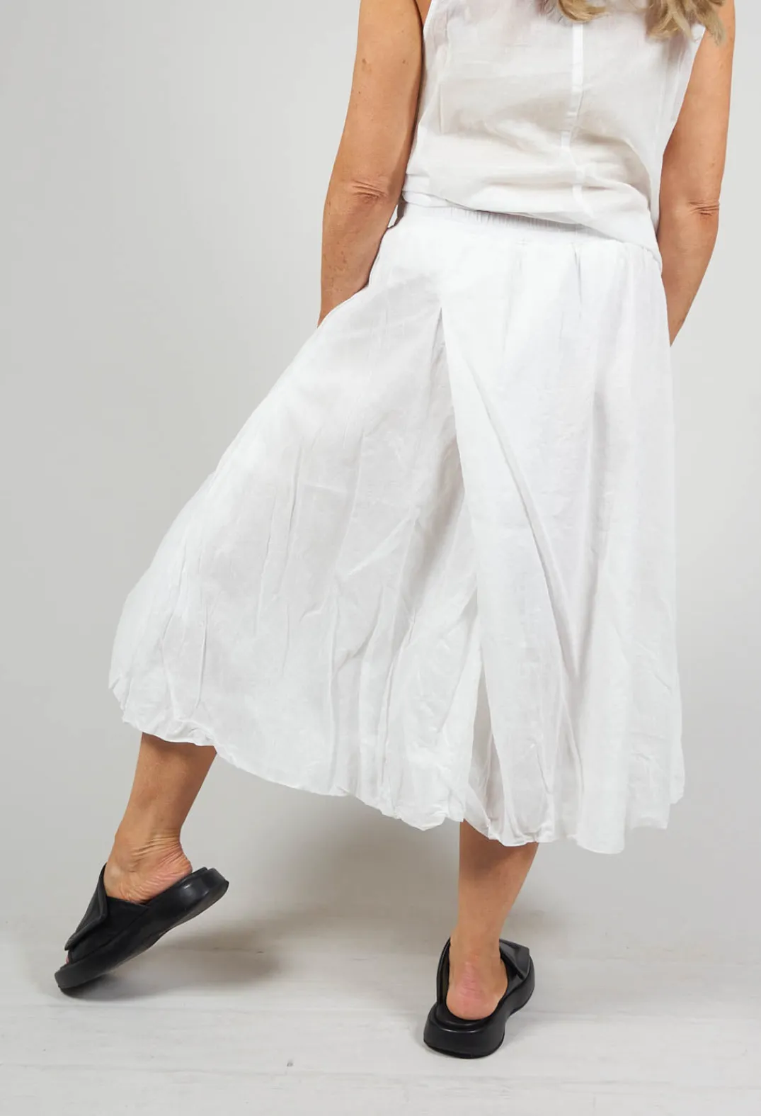 Rundholz Black Label Skirts^Bubble Hem Skirt with Pleat Detail in Off White