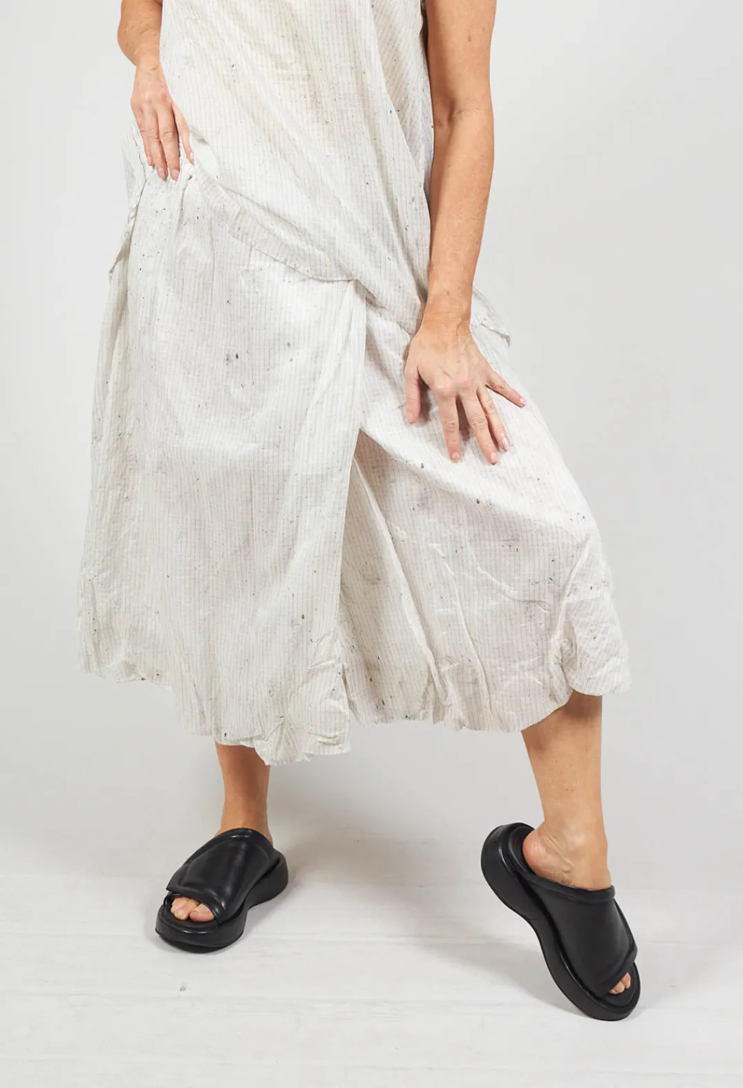 Rundholz Black Label Skirts^Bubble Hem Skirt with Pleat Detail in Landscape Pearl Stripe